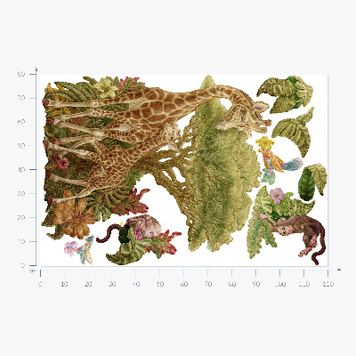 Wandtattoo 80x120 Safari in einer Pastellversion der wilden Natur
