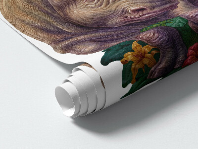 Wandtattoo 80x86 Wildtiere und Safari-Vegetation in Zeichnungen