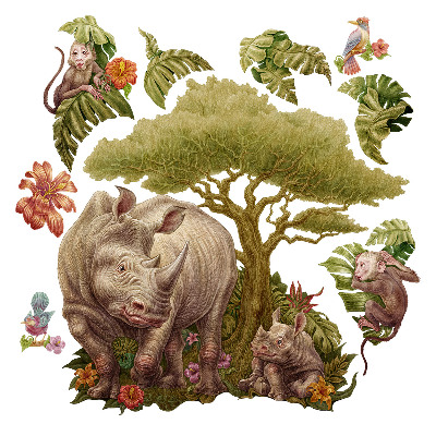 Wandtattoo 80x86 Wilde Safari in einer Pastellversion