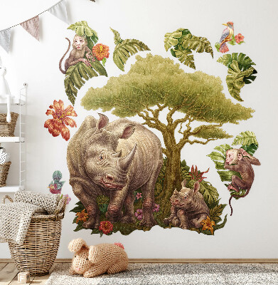 Wandtattoo 80x86 Wilde Safari in einer Pastellversion