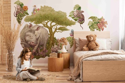 Wandtattoo 80x86 Wilde Safari in einer Pastellversion