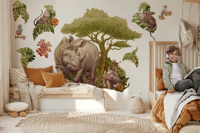 Wandtattoo 80x86 Wilde Safari in einer Pastellversion