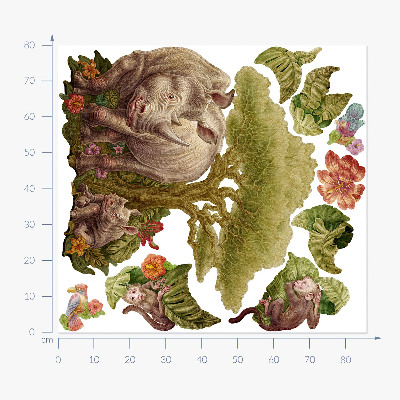 Wandtattoo 80x86 Wilde Safari in einer Pastellversion