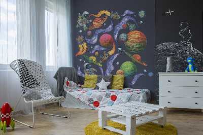 Wandtattoo 80x124 Raketenraumfahrt mit Astronauten und Planeten