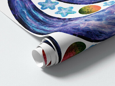Wandtattoo 80x124 Raketenraumfahrt mit Astronauten und Planeten