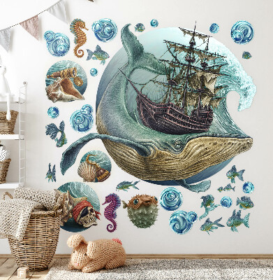 Wandtattoo 80x98 Ein Unterwassermärchen mit Meerestieren