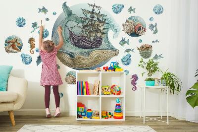 Wandtattoo 80x98 Ein Unterwassermärchen mit Meerestieren