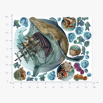 Wandtattoo 80x98 Ein Unterwassermärchen mit Meerestieren