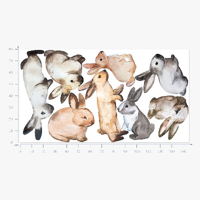 Wandtattoo 80x145 Pastellhasen in Aquarelltechnik