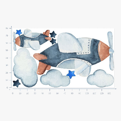 Wandtattoo 80x137 Pastellfarbene Flugzeuge auf einem Aquarellhintergrund