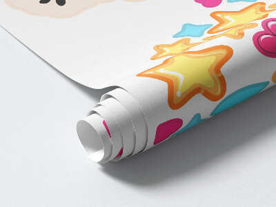 Wandtattoo 80x111 Bunte, bezaubernde Einhörner mit Sternen und Mond