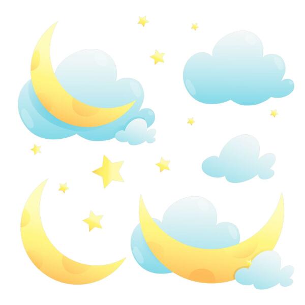 Wandtattoo 80x128 Nachthimmel mit dezentem Mond und Sternen