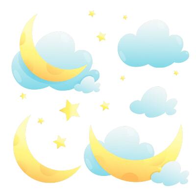 Wandtattoo 80x128 Nachthimmel mit dezentem Mond und Sternen