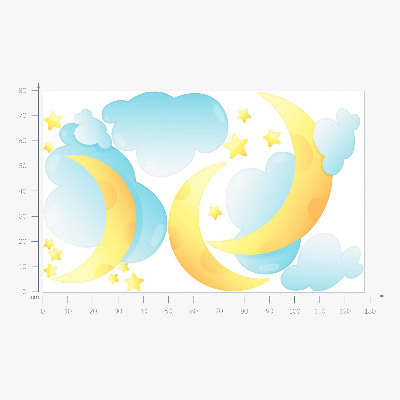Wandtattoo 80x128 Nachthimmel mit dezentem Mond und Sternen