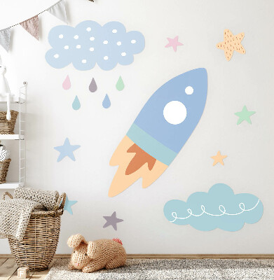 Wandtattoo 80x134 Weltraumpastellträume mit Sternen und Wolken