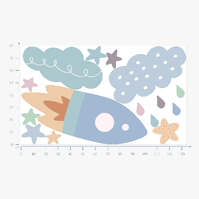Wandtattoo 80x134 Weltraumpastellträume mit Sternen und Wolken