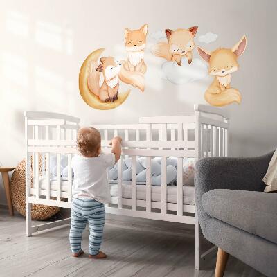 Wandtattoo 80x128 Niedliche Aquarelltiere im himmlischen Stil