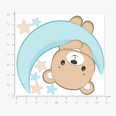 Wandtattoo 80x88 Ein süßer Teddybär vor dem Hintergrund des Mondes und der Sterne