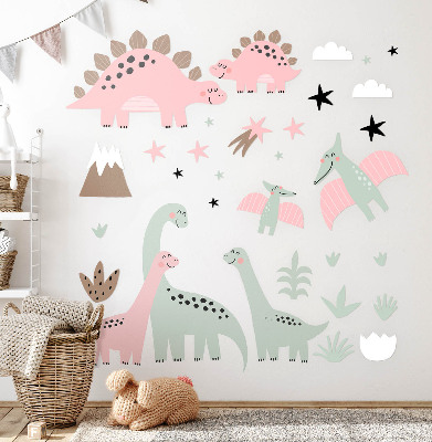 Wandtattoo 80x128 Dinosaurier in einem Pastelldschungel