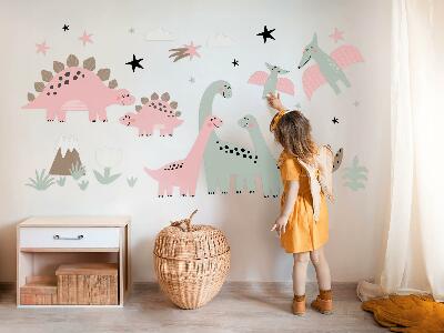 Wandtattoo 80x128 Dinosaurier in einem Pastelldschungel