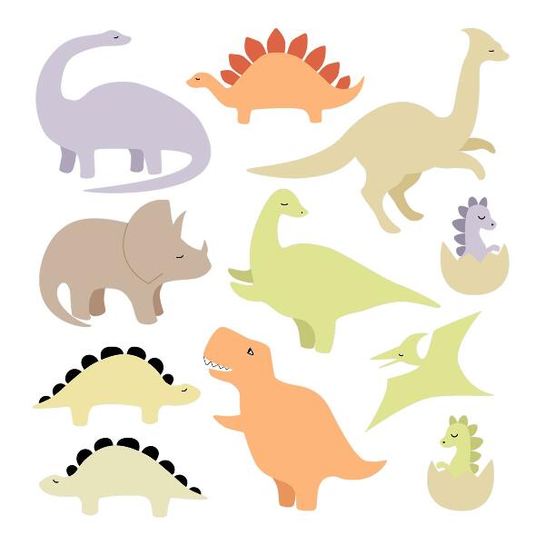 Wandsticker 80x113 Entzückende Pastell-Dinosaurier