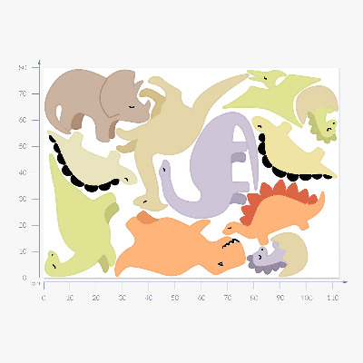 Wandsticker 80x113 Entzückende Pastell-Dinosaurier