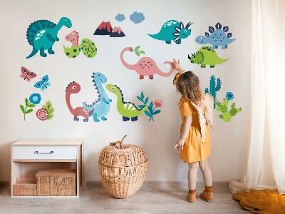 Wandsticker 80x144 Fröhliche Dinosaurier in einer Pastellpalette