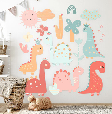 Wandsticker 80x122 Pastellwelt der Dinosaurier im Boho-Stil