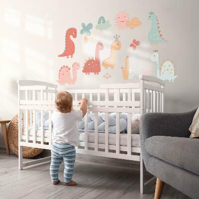 Wandsticker 80x122 Pastellwelt der Dinosaurier im Boho-Stil