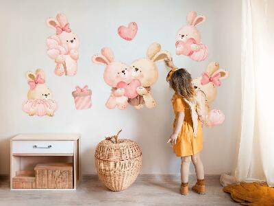 Wandsticker 80x110 Entzückende Hasen in einer Pastellfamilie