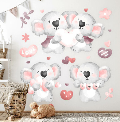Wandsticker 80x113 Pastellfarbene süße Koalas im Aquarellstil