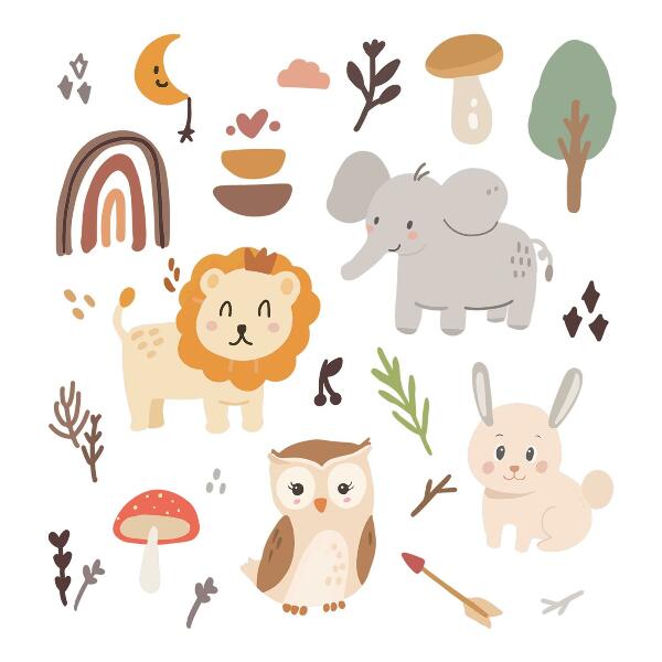 Wandsticker 80x146 Bezauberndes Tiermuster im Boho-Stil