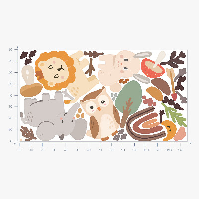 Wandsticker 80x146 Bezauberndes Tiermuster im Boho-Stil