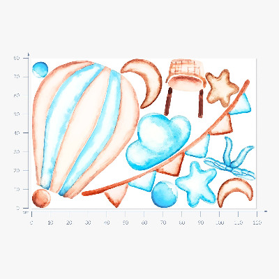 Wandsticker 80x119 Pastellfarbene Boho-Akzente in einer Aquarellversion