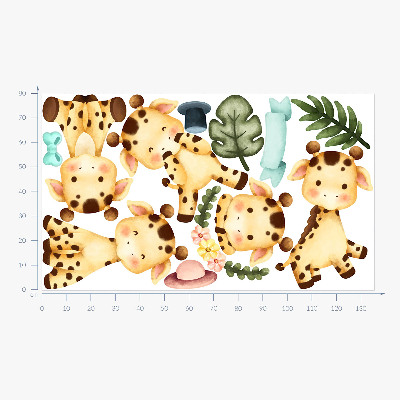 Wandsticker 80x135 Pastellgiraffen im Aquarell-Safari-Stil