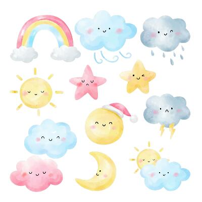 Wandsticker 80x119 Naturpastellhimmelmotive im Aquarellstil