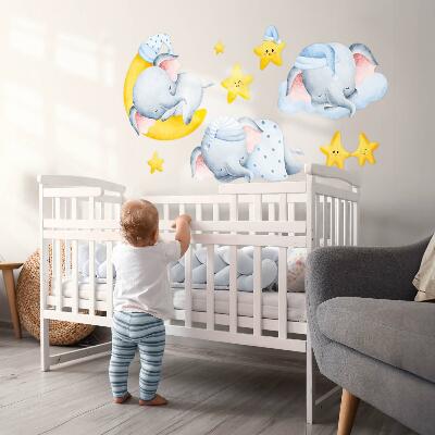Wandsticker 80x109 Elefanten und Wolken in einem Pastellparadies