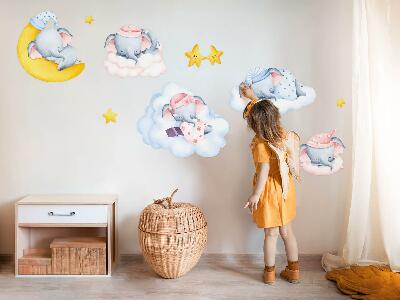 Wandsticker 80x112 Pastellelefanten und Wolken im Aquarellstil