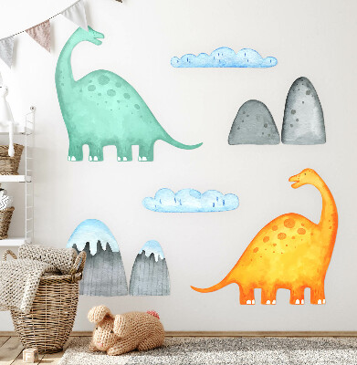 Wandsticker 80x143 Dinosaurier in pastellfarbenen Aquarelllandschaften
