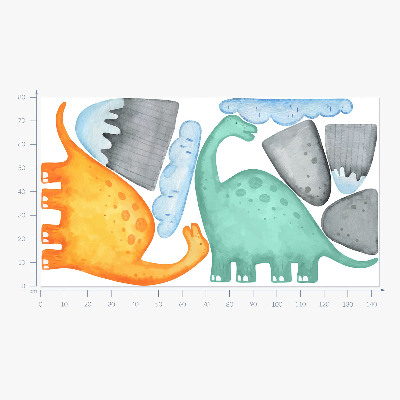 Wandsticker 80x143 Dinosaurier in pastellfarbenen Aquarelllandschaften