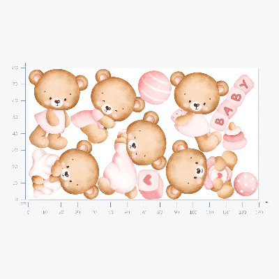 Wandsticker 80x140 Pastell-Aquarell-Teddybären in einer bezaubernden Version