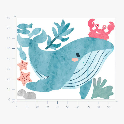 Wandsticker 80x97 Ein Unterwasserland voller Aquarellkreaturen