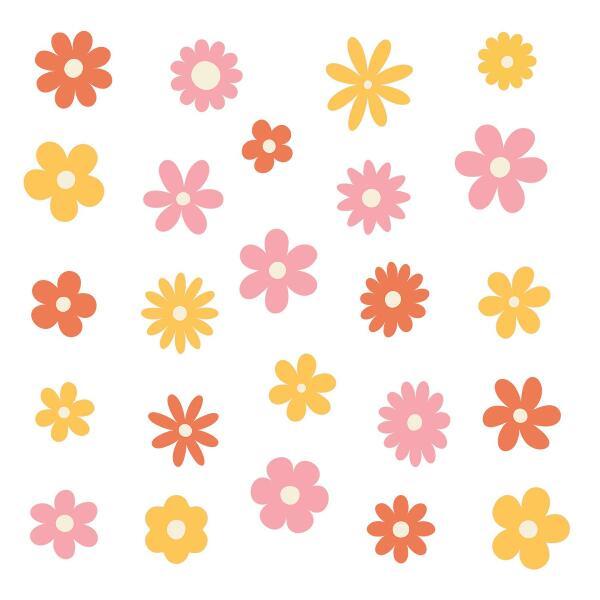 Wandsticker 80x112 Pastellfarbene Blumenakzente in einer fröhlichen Variante