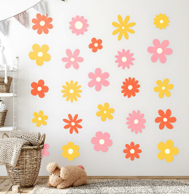 Wandsticker 80x112 Pastellfarbene Blumenakzente in einer fröhlichen Variante
