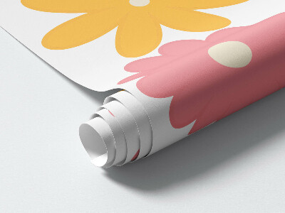 Wandsticker 80x112 Pastellfarbene Blumenakzente in einer fröhlichen Variante