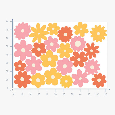 Wandsticker 80x112 Pastellfarbene Blumenakzente in einer fröhlichen Variante