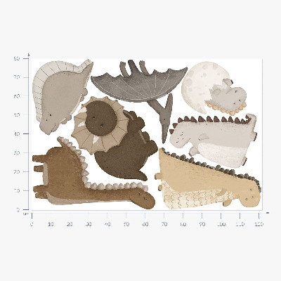 Wandsticker 80x122 Pastellfarbene süße Dinosaurier im Boho-Stil