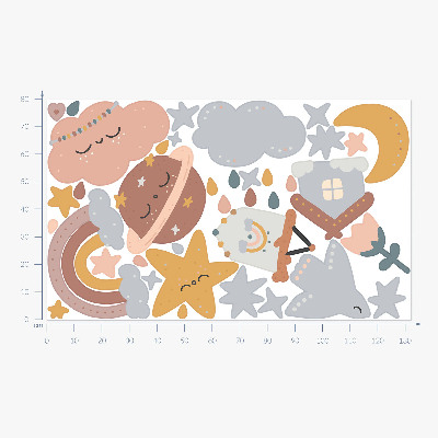Wandsticker 80x132 Boho in Pastelltönen von Himmel und Raum