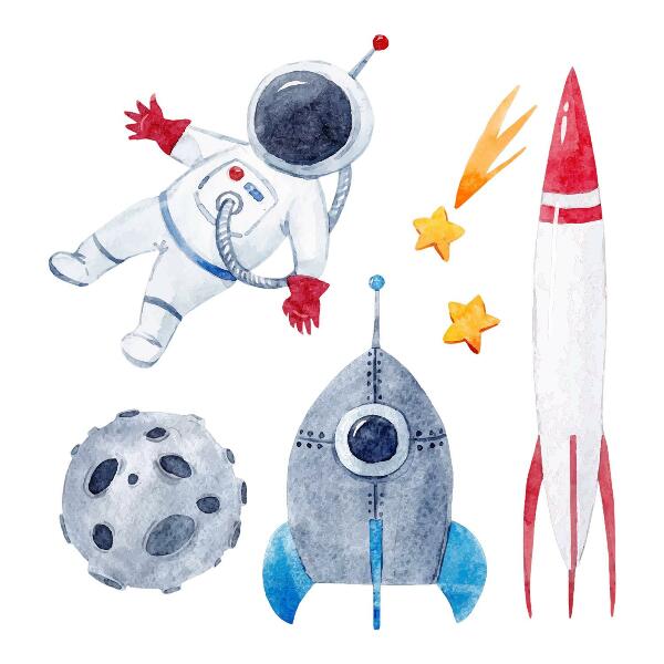 Wandsticker 80x135 Weltraumpastellmuster mit Astronauten und Raketen