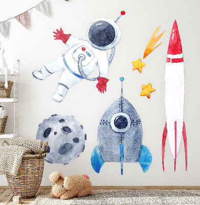 Wandsticker 80x135 Weltraumpastellmuster mit Astronauten und Raketen